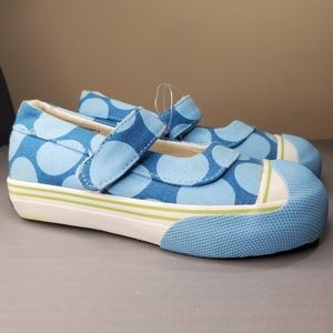 Morgan & Milo Girls Canvas Polka Dot Blue Shoes 8.5